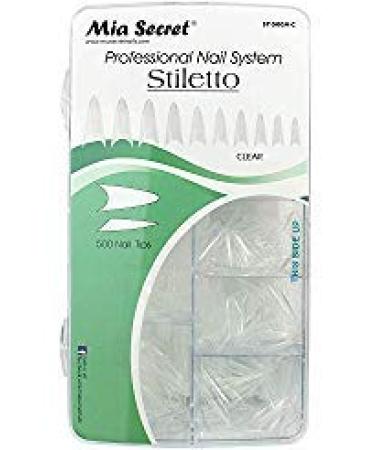 Mia Secret - Nail Tip stiletto Clear 500 pcs Clear Or Natural Pick Yours (Clear 500)