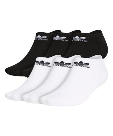 adidas Originals Unisex Adult Trefoil No Show Socks (6-pair) Medium White/Black