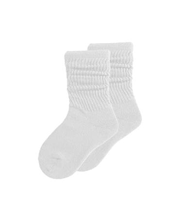 DOOVID Toddler Slouch Socks Knee High Socks Kids Boys Girls Cotton Long Crew Socks White 3-5T