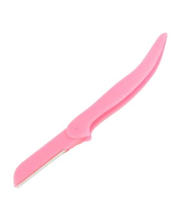 Ruilogod Ladies Pink Plastic Handle Cosmetic Eyebrow Razor Shaper Trimmer