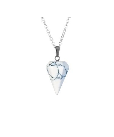 Crystal Decoration Fashion Natural Reiki Pendant Crystal Amulet Gemstone Hexagon Pyramid Necklace Charm Gift Jewelry Stone (Color : 4)