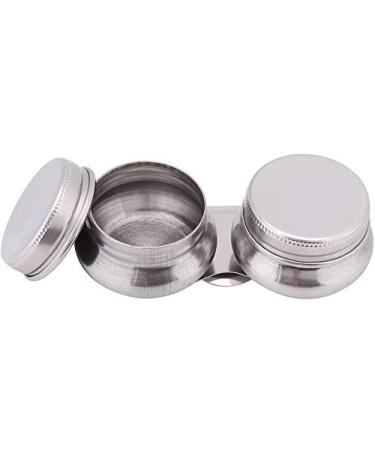 1Pc Stainless Steel Large Double Dipper Palette Cup Turpentine Solvent Oil Container Paint Megilp Turpentine Container with Screw Hat  Can Clip on Palette