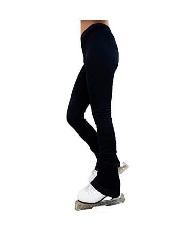 UniqGarb Figure Skating Practice Pants  Polar Fleece Thermal Black  Blue  Purple UGSP2 Cozywarm Polarfleece Black / With Bk Cuff Adult M (8-10)