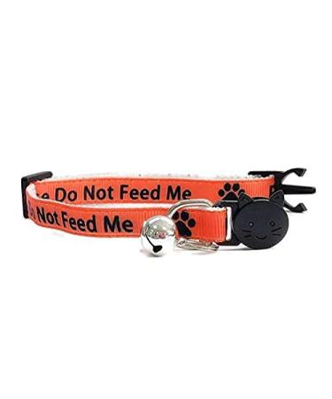 ZACAL Cat Collars with Bell | Worded Cat Collars Please Do Not Feed Me/I Am Microchipped | Safe Quick Release Breakaway Buckle Cat Collars (Orange Please Do Not Feed Me) Orange Please Do Not Feed Me