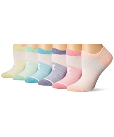 Under Armour Youth Essential 2.0 Lightweight No Show Socks, 6-Pairs Lipstick Pink Assorted Small