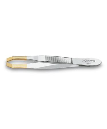 3 Claveles 12245 Tweezers Crab Tip Gold 8 cm