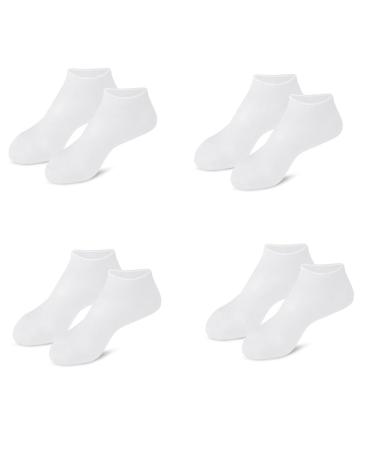 sunroot 4 Pairs Full Foot Moisturizing Anti-Cracking Silicone Socks Foot Protectors to Prevent Heel Dryness Beach Socks White