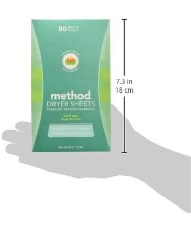 Method Dryer Sheets Beach Sage Fabric Softener and Static Reducer - 80 Count (Pack of 6) | Compostable, Plant-Based Laundry Essentials - Buy Online on SooperMarket.com