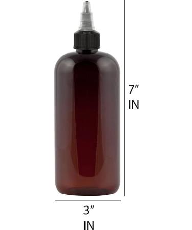 BRIGHTFROM Twist Top Applicator Bottles 16 oz - 2 Pack | Round Squeeze Empty Plastic Bottles with Black Nozzle | BPA-Free PET, Refillable, Open/Close Nozzle - Multi Purpose | Amber - Buy Online on SooperMarket.com