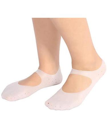 Silicone socks moisturizing silicone socks silicone moisturizing socks for women and men non-slip silicone socks anti-split moisturizing socks 2 pieces (L white)