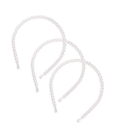 Aeyistry 3 PCS Pearl Hair Bands for Women Imitation Pearl Headband Lady Full Pearl Bead Fashion Stylish Headband Wedding Party Bridal Hair Hoop