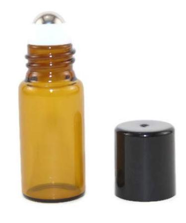 USA 144 amber glass 3 ml mini roll-on glass bottles with stainless steel roller balls refillable aromatherapy essential oil roll on (144)