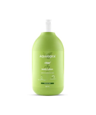 Clear+ Silky Body Lotion for Oily Skin | Green Tea & Salicylic Acid Infused | Helps Relieve Body Acne & Itching | 24-Hour Moisturization | 10.14 Fl Oz/300ml