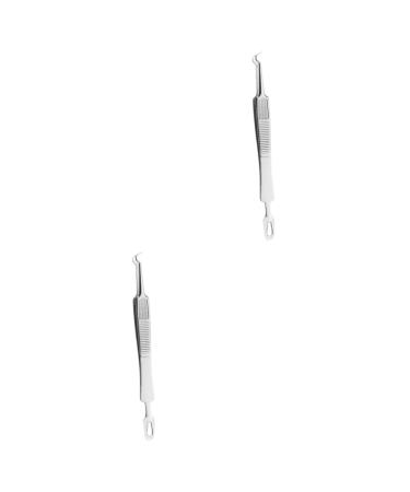 PLAFOPE 6 Pcs Clip Stainless Pimple Remover Blackhead Tweezers Tool Pimple Tools Silver Stainless Steel