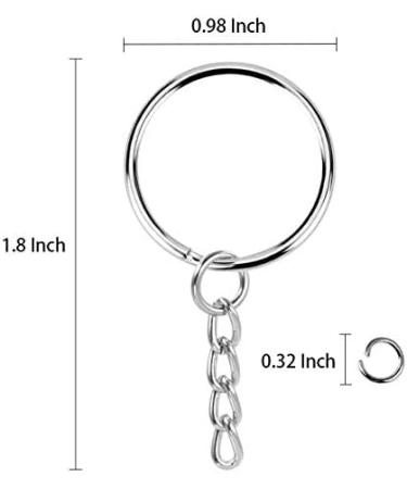 100 Pack 1 Inch Split Round Keychain Rings with Chain - Bulk Key Rings for Jewelry Making and Crafts - Buy Online on SooperMarket.com