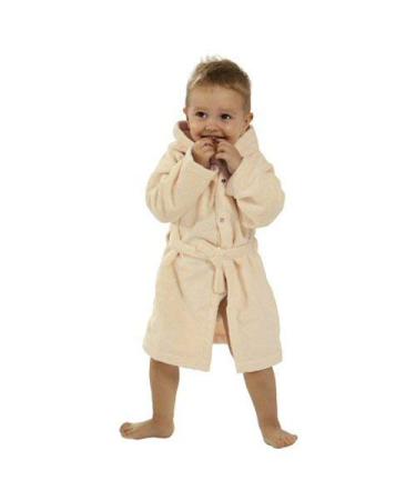 unknown Microfiber baby beach/bathrobe with hood made of cuddly feel-good microfleece size 86-92 cream-apricot