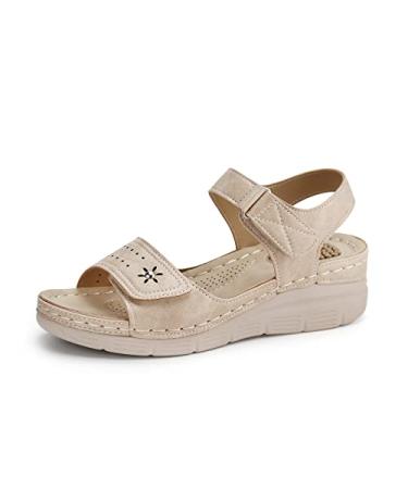 JABASIC Women Comfortable Sandals Orthotic Walking Sandals Orthopedic Arch Support Sandals 8 Beige