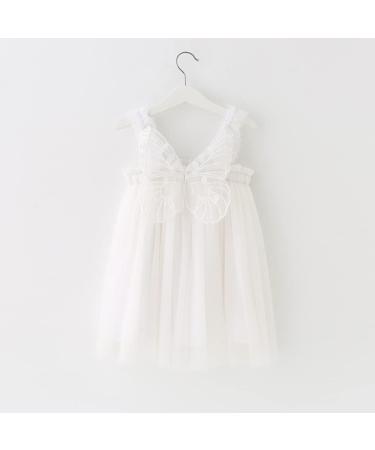 PythJooh Baby Girl Tulle Dress with Butterfly Wings | Sleeveless Tutu Princess Dress for Toddlers | Daisy Stars Sundress (6-9 Months, White) - Buy Online on SooperMarket.com