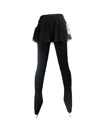 Adult Child Skating Leggings with Skirt, Figure Skating Pants with Removable Hip Protection, Ice Skating Clothes(Black) Multiple Black Hip Pads 3XL-3XLarge