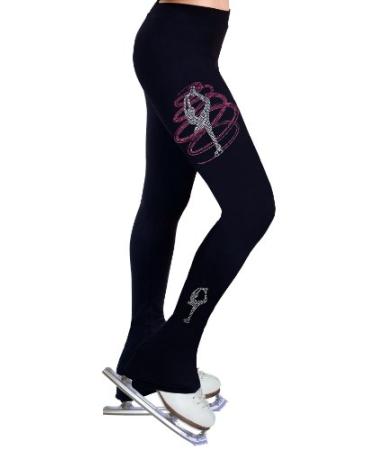 NY2 SPORTSWEAR Figure Skating Practice Pants with Rhinestones R255MIX Rose Pink Medium