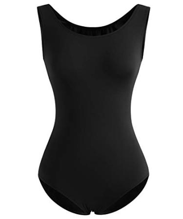 DANSHOW Tank Leotards for Women Dance Ballet Adult Gymnastics Medium Black