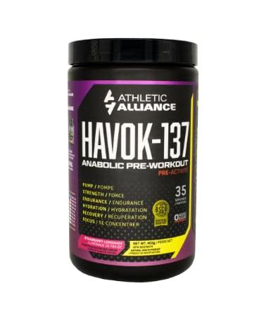 Athletic Alliance Havok-137 Anabolic Pre-Workout Powder with L-Theanine Beta-Alanine Creatine HCL and More Improved Strength and Advanced Endurance Levels Strawberry Lemonade - 35 Serving