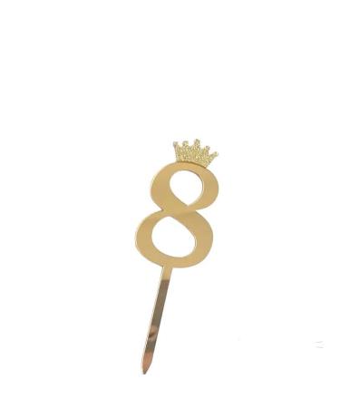 Gold Acrylic Number 8 Eight Birthday Cake Topper - Celebrate with Sparkling Elegance - Available in Gold or Silver