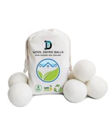 Wool Dryer Balls Laundry Balls for Dryer Natural Fabric Softener 100% Organic Premium NEW Zealand Wool XL Size 6 Balls pack Shorten Drying time.