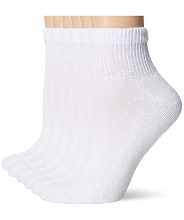 Hanes Ultimate Women's 6-Pack Comfort Toe Seamed Ankle Socks Shoe Size: 5-9 White