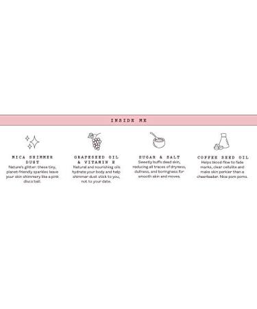 Frank Body Rose Gold Shimmer Scrub | Vegan Cruelty Free Exfoliating Body Scrub | 7.43 oz | Sugar, Salt, Vitamin E, Grapeseed Oil - Buy Online on SooperMarket.com