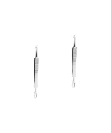 FOYTOKI 6 Pcs Clip Pimple Tweezers Mole Removal Scissor Blackhead Tweezers Kit Silver Stainless Steel