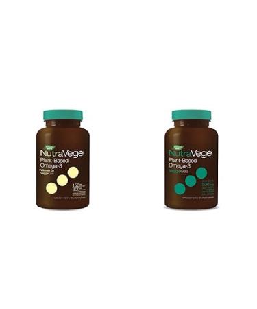 Nature's Way NutraVege Plant-based Omega-3 + D VeggieGels for Heart and Brain Function and Plant-based Omega-3 VeggieGels for Healthy Heart Eyes and Brain Function in Adults