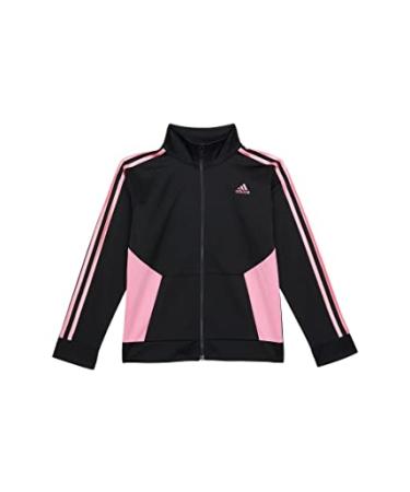 adidas Girl's Essential Tricot Jacket (Big Kids) Black/Pink LG (14-16 Big Kids)
