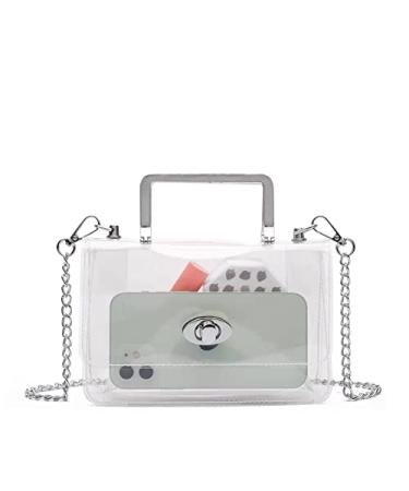 MOETYANG Clear Purse for Women,Clear Clutch Purse Crossbody, See Through Handbag Silver