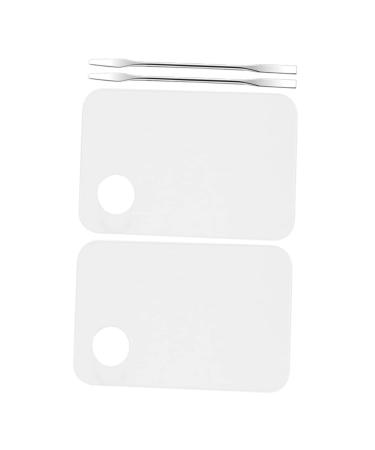NOLITOY 2 Sets Makeup Palette Color Nail Kits Make-up Palettes Manicure Tools Professional Makeup Spatula Lash Trays Makeup Paint Tray Stainless Steel White Accessories Mix
