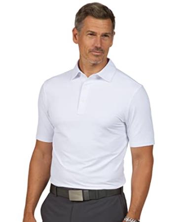 IBKUL Men's Athleisure Wear Sun Protective UPF 50+ Icefil Cooling Tech Cooling Short Sleeve Polo 94199 Color: White - Print: Solid Medium