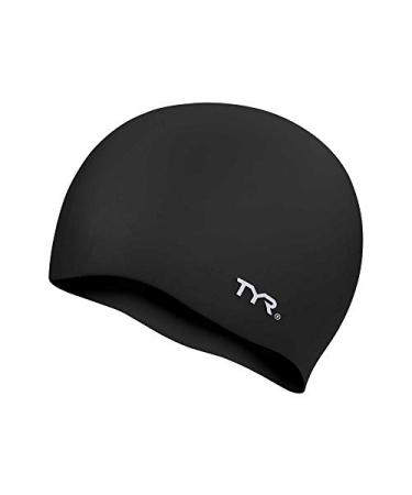 TYR Adult Wrinkle Free Silicone Swim Cap Black