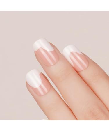 DANNI & TONI 28 Stickers Semi Cured Gel Nail Polish Strips Gel Nail Stickers Salon-Quality Gel Nail Polish Strips Manicure Stickers Set(Milk Swirls) French Tip