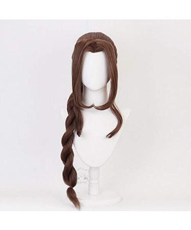 Final Fantasy VII Aerith Gainsborough Cosplay Wig - 100cm Pigtail Wavy Curly Hairpiece for Women - Buy Online on SooperMarket.com