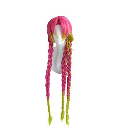 Demon Slayer Kanroji Mitsuri Cosplay Wig - Long Braids Heat-Resistant Synthetic Hair + Wig Cap - International Shipping Available - Buy Online on SooperMarket.com