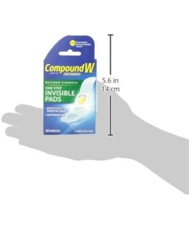 Compound W Wart Remover Maximum Stength One Step Invisible Pads - 14 Count - Salicylic Acid Wart Remover For Treatment & Common/Plantar Wart Removal One Step Invisible Pads Pads - Buy Online on SooperMarket.com