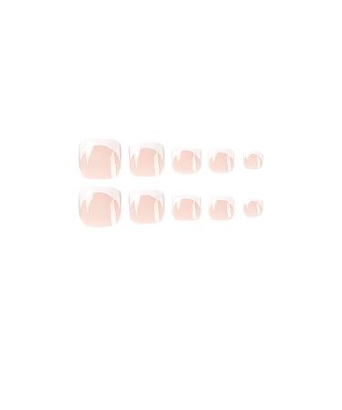 French White Square Short Full Cover Fake Toe Nails 24PCS - Toe Nails with Glue Sticker and File - False Gel Toe Nails Tips for Women, Teens, Girls - Buy Online on SooperMarket.com