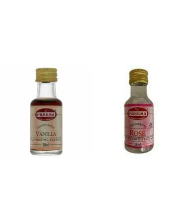 Preema Vanilla Essence - 28ML And Preema Rose Essence Flavour 28ml | Prefect For Baking | Halal | Premium Quality