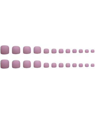 24pcs French Matte Fake Toenails for Women Short False Toenails with Full Cover Design Sticker On Toe Nail Artificial Toenails Glue On Toe Nails for Women Pink - Buy Online on SooperMarket.com