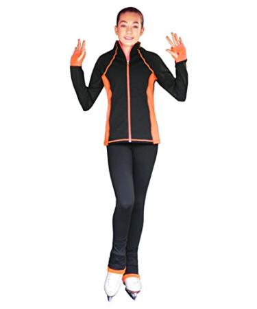 ChloeNoel PS792 3" Waist Band Black/Color Cuffs Elite Figure Skating Pants & Front Pocket Small Coral