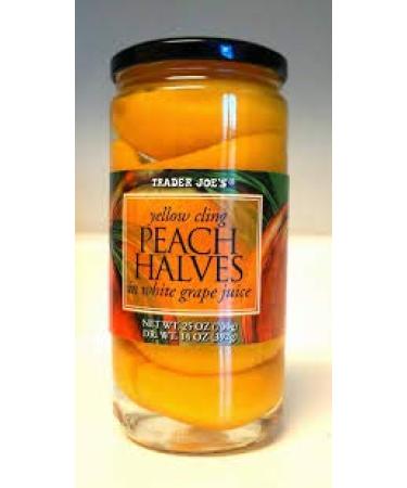 Trader Joes Yellow Cling Peach Halves in White Grape Juice 25 oz (Case of 3)