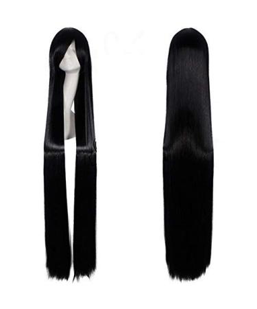 GJBXP 150cm Straight Super Long Anime Cosplay Wig with Bangs Synthetic Hair Black Blue Purple Red Orange White Wigs for Women Rose Net White Black