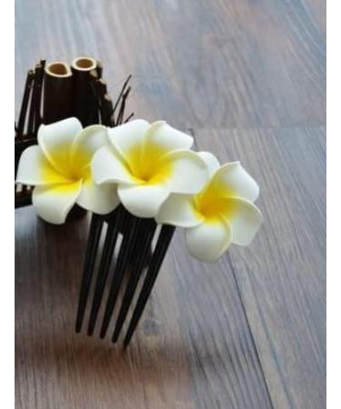 Plumeria Flower Hair Comb - Hawaiian Floral Head Piece for Women & Girls - Buy Online on SooperMarket.com