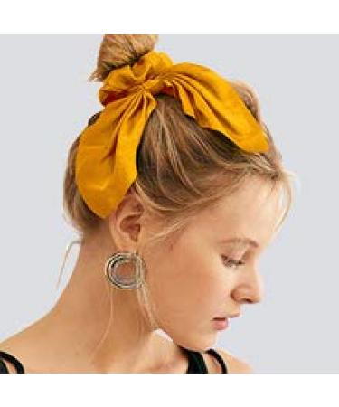 Satin Silk Scrunchies with Bunny Ear Bow - Elegant Hair Ties for Ponytails - Buy Online on SooperMarket.com