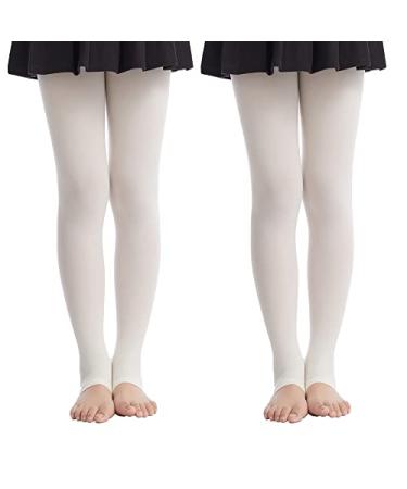 Frola Girls' Ultra Soft Stirrup Dance Tights, 40 Den 9-11 Years 2pairs Cream